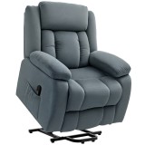 HOMCOM Fotoliu cu ajutor la ridicare din material textil moale, Fotoliu recliner cu telecomandă și buzunare laterale, Gri | Aosom Romania