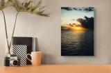 Tablou Canvas, "Amurgul liniștit al mării", Apus, Ocean, Nori, Lumină, Reflecție, Orizont, Cer, 26 x 39 cm, CMCLASS