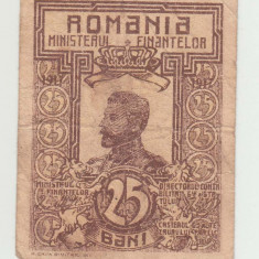 ROMANIA - 25 BANI 1917 FERDINAND I , DECUPARE GRESITA, B1..85