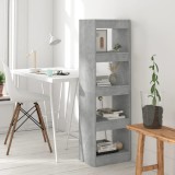 Bibliotecă/Separator cameră, gri beton, 40x30x135 cm