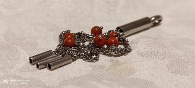 MEDALION argint cu CORAL tip LAMPADAR stare IMPECABILA vintage MASIV superb RAR foto