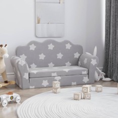 Gossi canapea extensibila copii 2 locuri gri deschis/stele plus moale