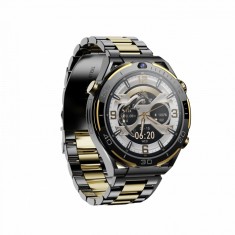 Smartwatch iSEN Watch T7, Negru Gold, 4G, 1.5 AMOLED, HD Dual Camera, Android 10, 6GB RAM + 128GB ROM, WiFi 5G, GPS, 800mAh, IP67, Curea metal