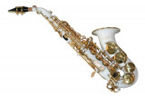 Cumpara ieftin Saxofon Sopran curbat Karl Glaser Sopranina Alb+clape Auriu WhiteGold Saxophone Neuenkirchen-Germany