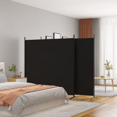 vidaXL Paravan de cameră cu 3 panouri, negru, 525x180 cm, textil foto