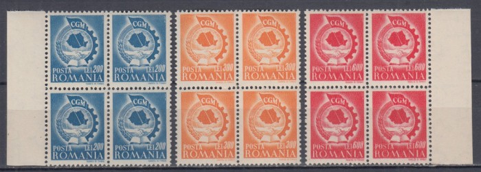 ROMANIA 1947 LP 209 CGM BLOCURI DE 4 TIMBRE MNH