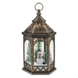 Felinar decorativ de Craciun Shopiens&reg;, cu Copii, Brazi si lumina LED, 18 x 16 x 34 cm
