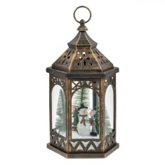 Felinar decorativ de Craciun Shopiens&amp;reg;, cu Copii, Brazi si lumina LED, 18 x 16 x 34 cm foto