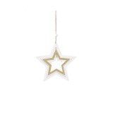 Decoratiune Craciun, tip stea, alb + maro, 12 cm, D261405