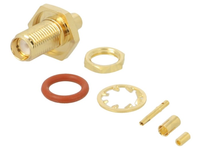 Conector SMA mamă drept 50&Omega; aurit