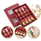 Set tacamuri pentru Craciun, 4 linguri aurii, figurine cu tematica magica de Craciun, JollyMag, LYZ4