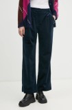 La Petite Fran&ccedil;aise pantaloni de catifea culoarea albastru marin, lat, high waist, PFPRALINE