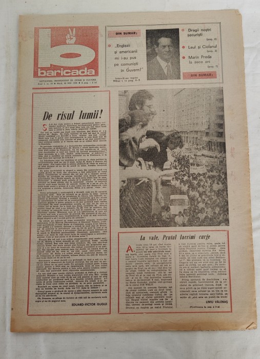 Ziarul BARICADA (22 mai 1990) Anul I nr. 19