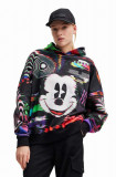 Desigual hanorac de bumbac x Disney femei, culoarea negru, modelator