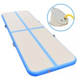 Cumpara ieftin Saltea gimnastică gonflabilă cu pompă albastru 600x100x10cm PVC