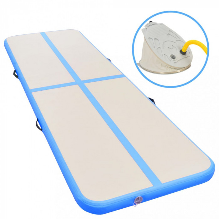 vidaXL Saltea gimnastică gonflabilă cu pompă albastru 700x100x10cm PVC 91925