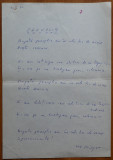 Manuscris olograf Geo Bogza , Panoplia , o pagina