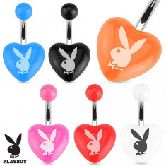 Piercing pentru buric din o?el, inima acrilica colorata, iepura? Playboy - Culoare Piercing: Ro?u foto