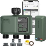 Cumpara ieftin Programator WiFi Irigare 3 Iesiri, Control Aplicatie, Automat/Manual, Rezistent la Apa, Alexa/Google, Senzor Exterior, Verde/Negru