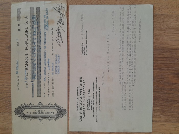 Ordin de plata vechi Timisoara 1928 corespondenta comerciala scrisori tlelegrama
