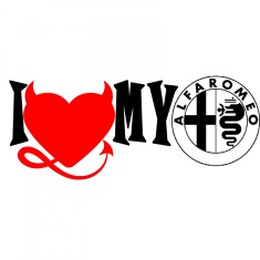 Sticker Auto , zI Love My Alfa Romeo, , Autocolant Personalizat din Folie Oracal