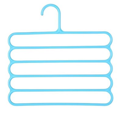 Umeras din Plastic, Antiderapant si Multifunctional pentru Organizarea Hainelor, cu 5 Pozitii, 31x31 cm, Albastru foto