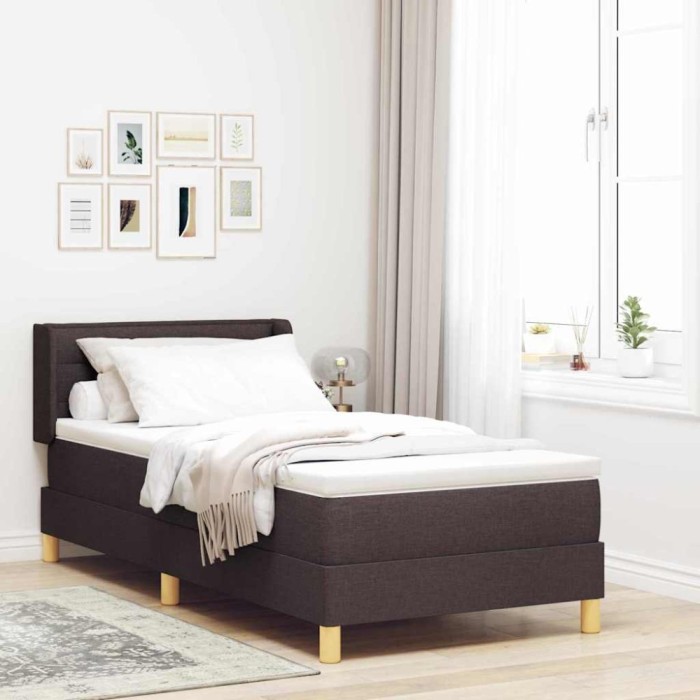 vidaXL Pat cu arcuri Maro &icirc;nchis 80 x 200 cm Material textil tapițat