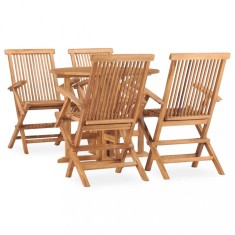 vidaXL Set mobilier de exterior pliabil, 5 piese, lemn masiv de tec 3059978