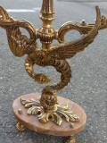 Superb set de 2 sfeșnice din bronz decorate cu dragoni