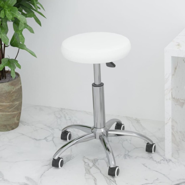 vidaXL Scaun de birou pivotant, alb, piele ecologică
