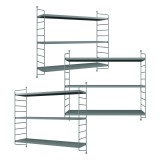 Set 3 buc raft perete Str&auml;ngn&auml;s 50x60x15cm otel gri albastrui [en.casa] HausGarden Leisure