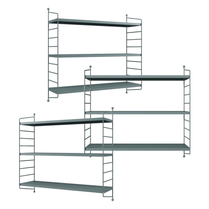 Set 3 buc raft perete Str&auml;ngn&auml;s 50x60x15cm otel gri albastrui [en.casa] HausGarden Leisure