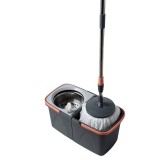 Cumpara ieftin Set mop rotativ 360 grade cu galeata 2 compartimente, stoarcere automata, cap rotund microfibra, coada telescopica, multicolor
