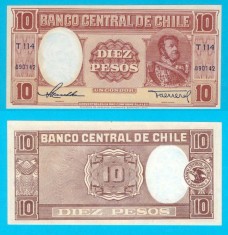 Chile (p#111) 10 Pesos 1947 aUNC+ &#039;1 Condor&#039; serie: T114 090142
