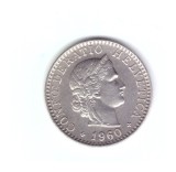 Moneda Elvetia 20 rappen 1960, stare foarte buna, curata