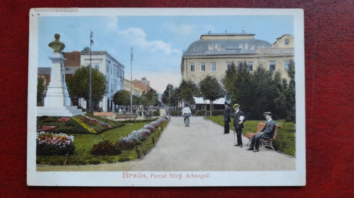 Braila-1914-Parcul Sfinti Arhangeli,animatie-C.P.circ.-perf.-RARA