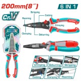 TOTAL - CLESTE CU VARF ASCUTIT MULTIFUNCTIONAL 6 IN 1 8"/200MM, Cr-V