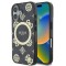 Husa pentru iPhone 16 - Guess IML Peony On 4G Background MagSafe (GUHMP16SH4PYEEK) - Black