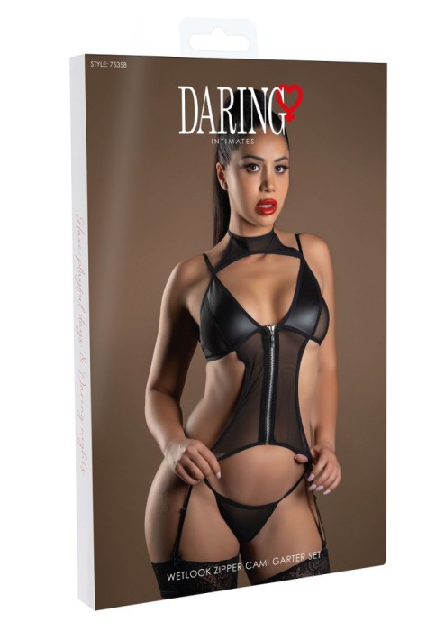 Set top cu jartiera si tanga Wetlook Daring Intimates