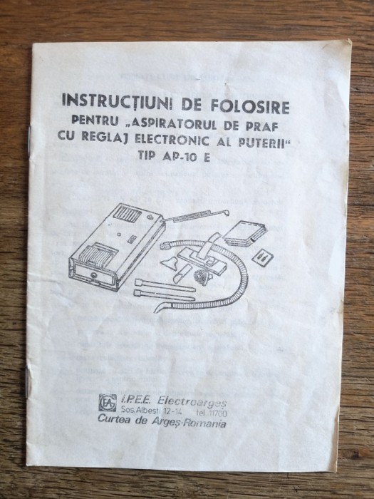Instructiuni de folosire Aspirator romanesc tip AP 10 E / CD1P