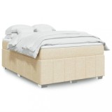 VidaXL Pat continental cu saltea, crem, 140x200 cm, material textil