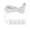 Prelungitor cu impamantare, 4 locasuri, lungime 5 m, Alb, 1 mmp, 10A, Oem