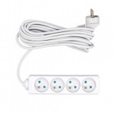 Prelungitor cu impamantare, 4 locasuri, lungime 5 m, Alb, 1 mmp, 10A, Oem