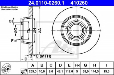 Disc frana AUDI A6 Avant (4B5, C5) (1997 - 2005) ATE 24.0110-0260.1 foto