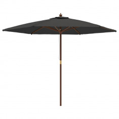 Umbrela de soare de gradina stalp din lemn, antracit, 299x240cm GartenMobel Dekor