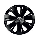 Set 4 capace roti Negre Cu Inel Cromat Energy R15 Compatibil Cu Peugeot