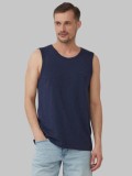 s.Oliver Tricou barbati din bumbac fara maneci, Regular fit, Bleumarin inchis