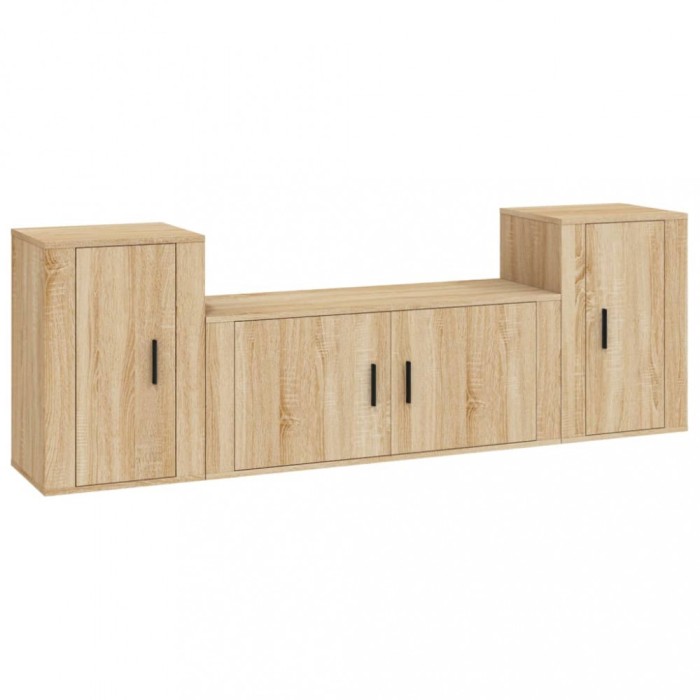 Set dulap TV, 3 piese, stejar sonoma, lemn prelucrat