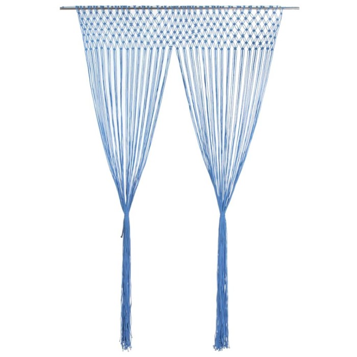 Perdea macrame, albastru, 140 x 240 cm, bumbac