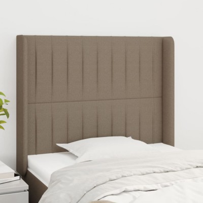 vidaXL Tăblie de pat cu aripioare gri taupe 93x16x118/128 cm textil 3119804 foto